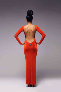 Long Sleeved Full Length Backless Bodycon Dress
