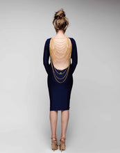 Load image into Gallery viewer, Long Sleeved Backless Chain Dress
