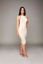 Load image into Gallery viewer, High Roundneck Backless Beaded Bodycon Dress
