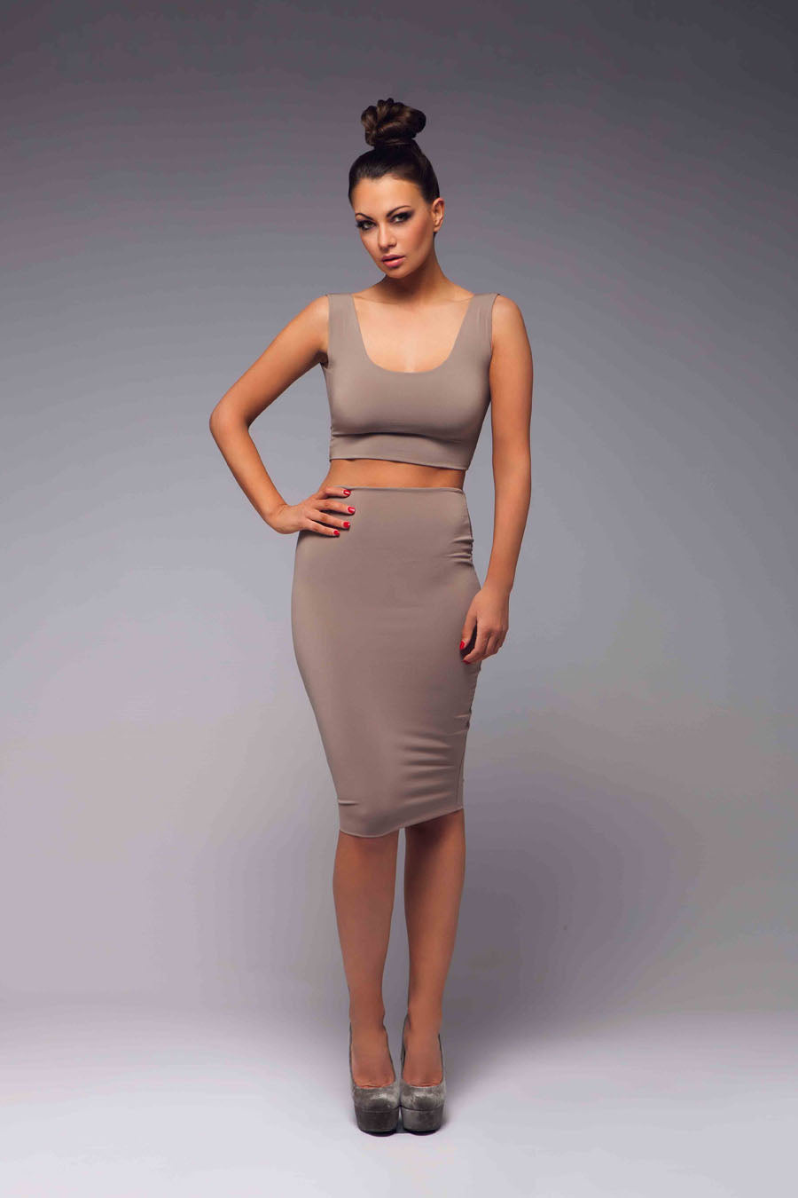 V Neck Bodycon Skirt Dress