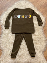 Load image into Gallery viewer, Childs Personalised Animal Letters Loungewear Set
