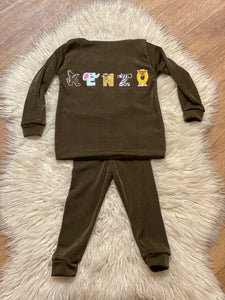 Childs Personalised Animal Letters Loungewear Set