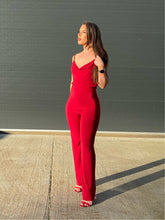 Load image into Gallery viewer, Spaghetti Cowlneck Wide leg Jumpsuit
