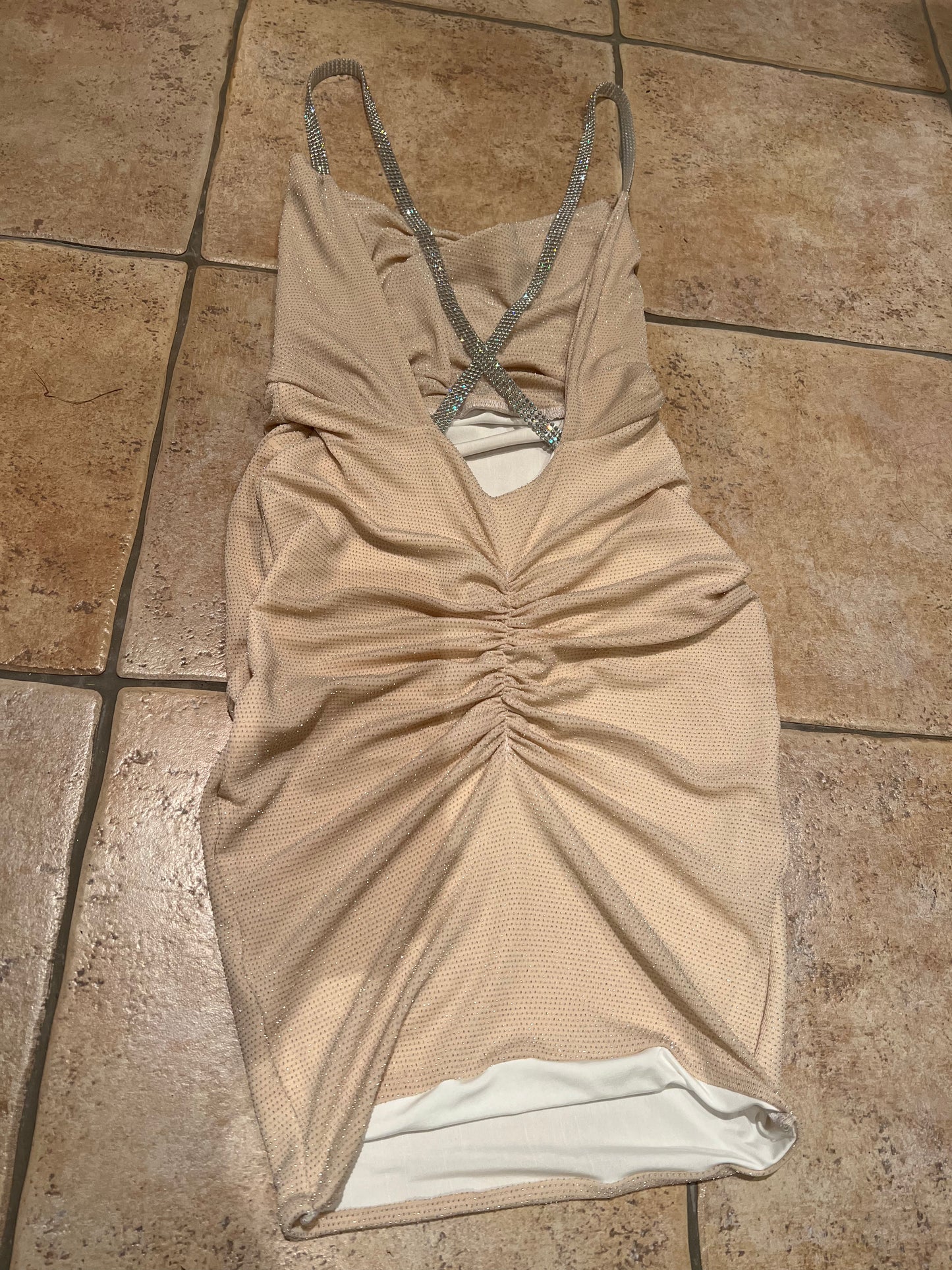 Backless Beaded Cowl Dress