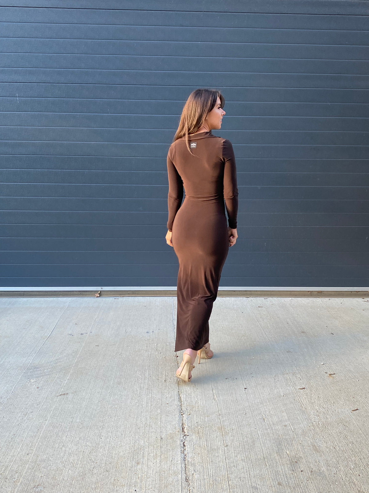 Ankle Length Long Sleeved Collared Dress