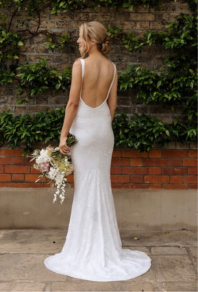 Sequinned Lace Backless Fishtail Dress with added panel Alice's Boutique Sequinned Lace Backless Fishtail Dress with added panel Alice's Boutique