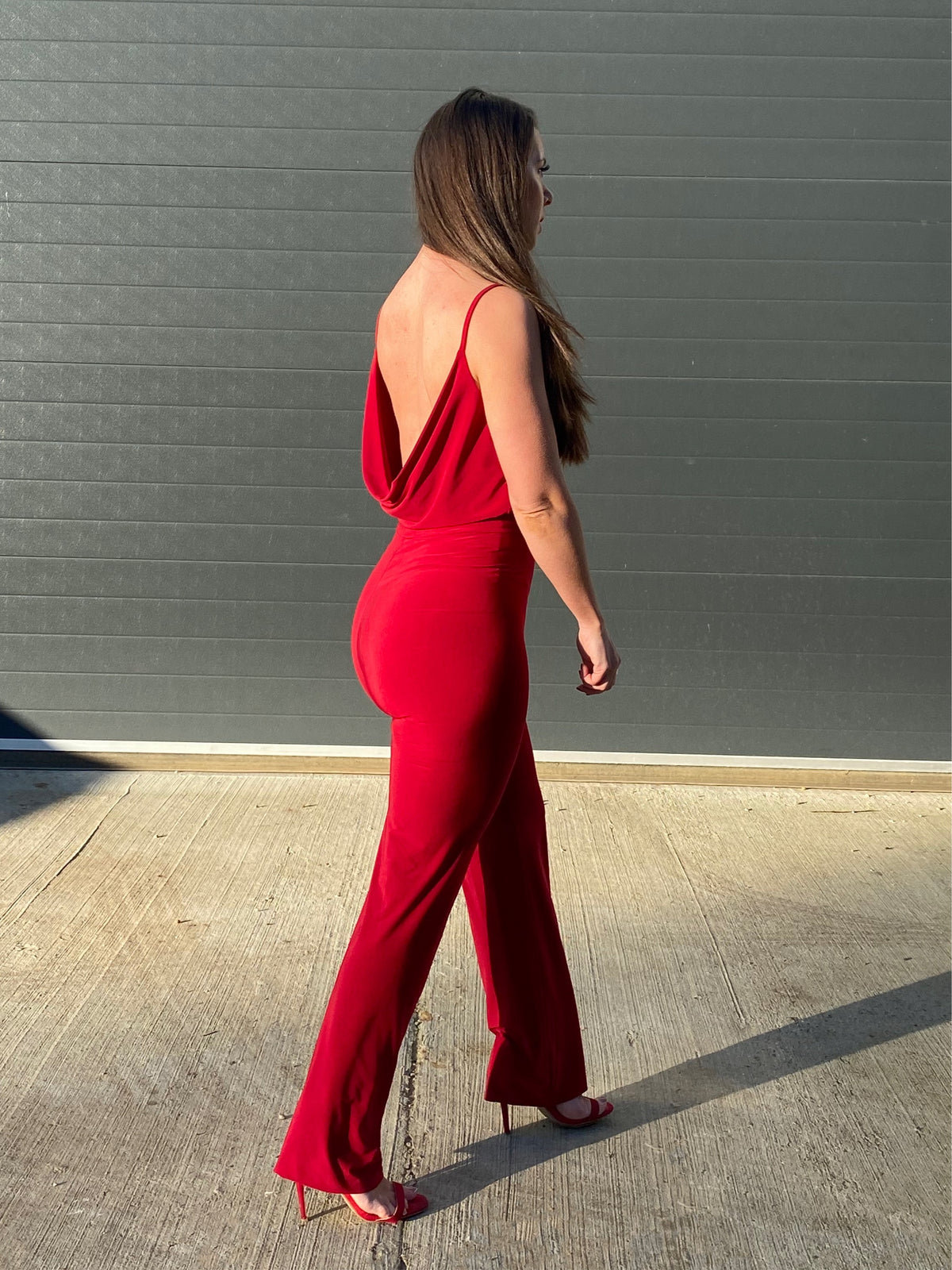 Spaghetti Cowlneck Straight leg Jumpsuit