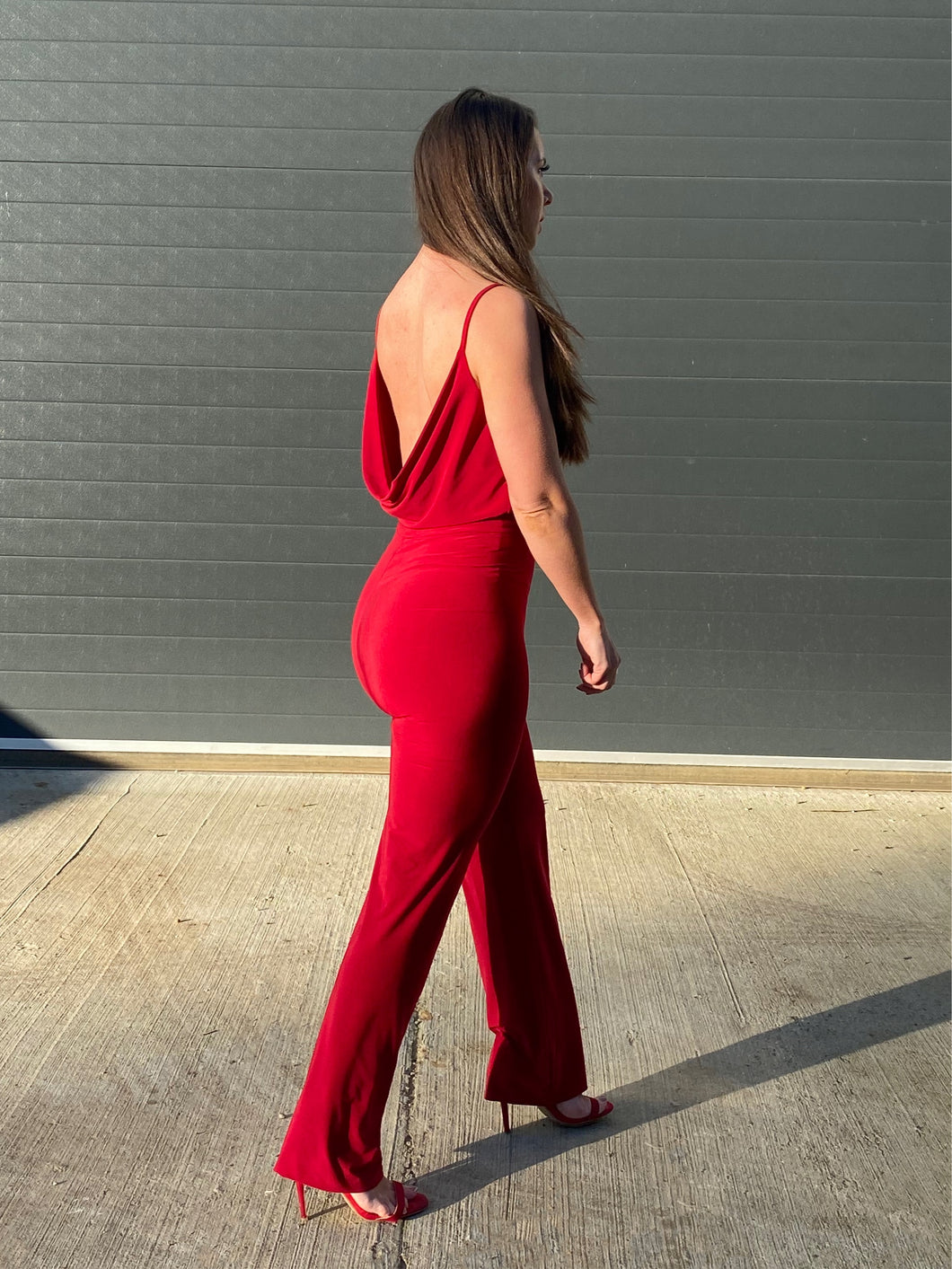 Spaghetti Cowlneck Wide leg Jumpsuit