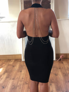 Backless Diamante Chain Dress