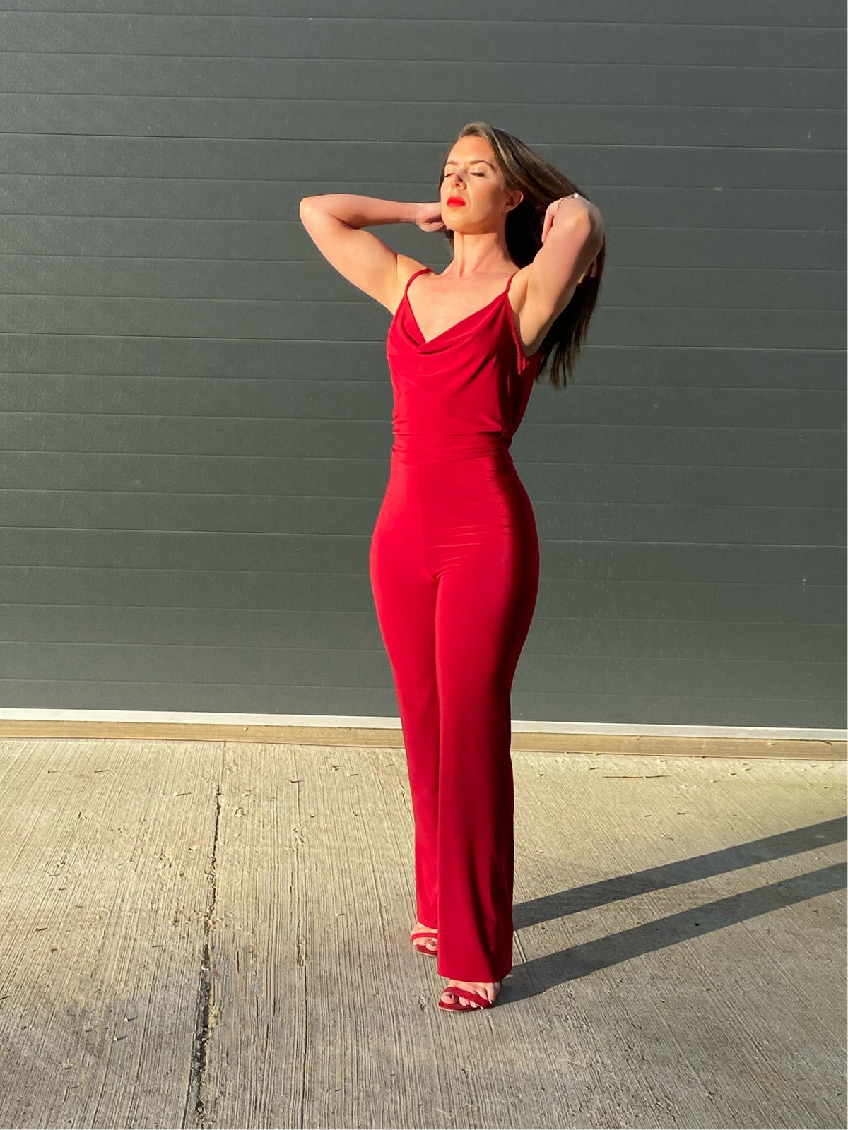 Spaghetti Cowlneck Straight leg Jumpsuit
