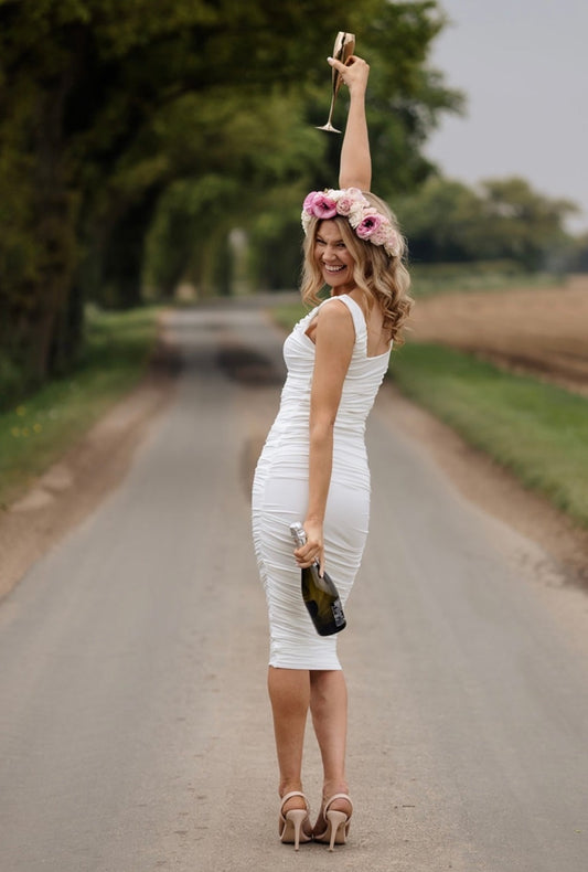 Squareneck Ruched Dress