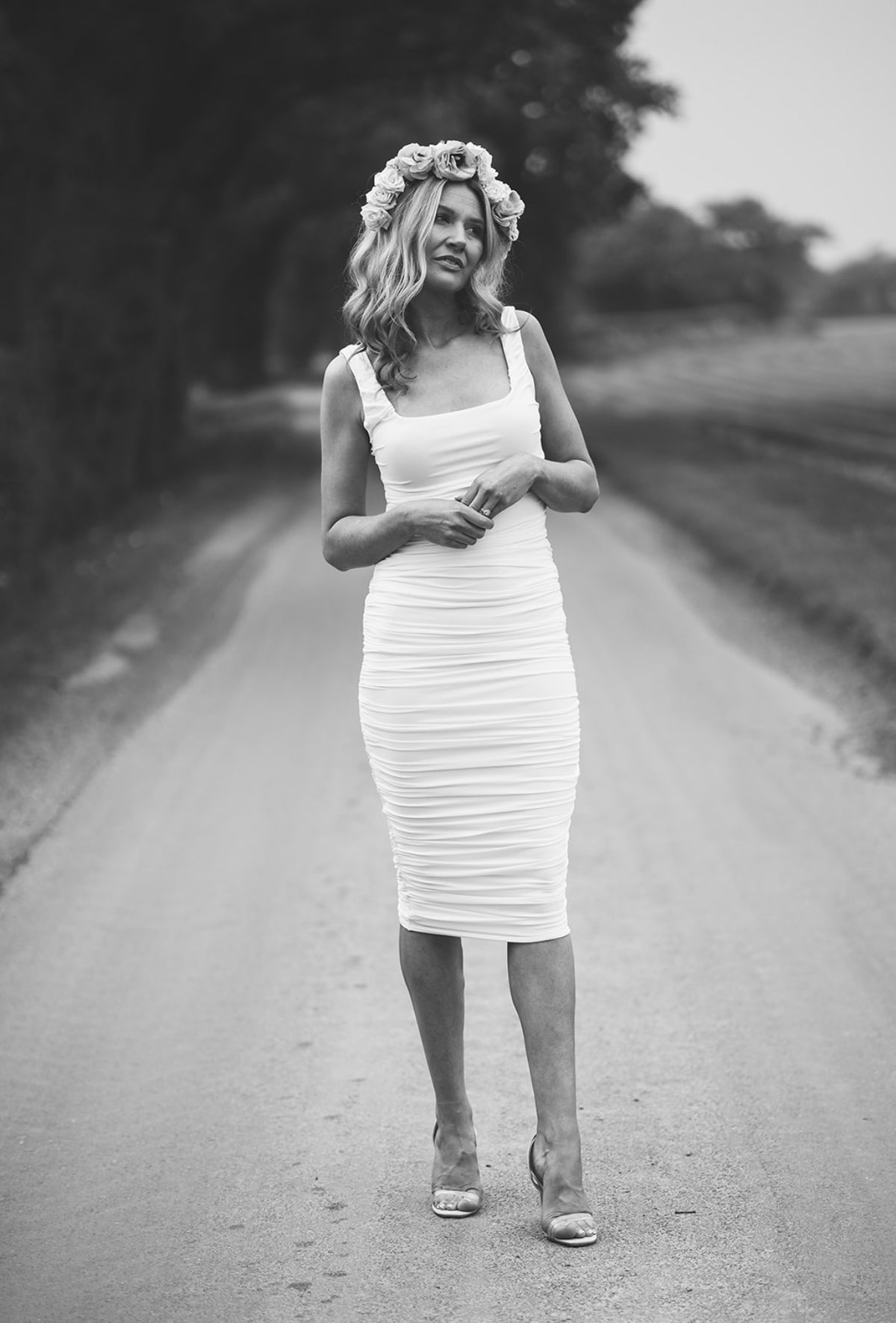 Squareneck Ruched Dress