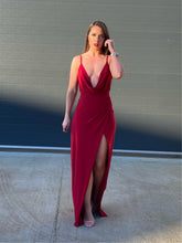 Load image into Gallery viewer, Spaghetti Cowl Fishtail Wrap Dress
