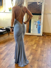 Load image into Gallery viewer, Plunge Cross Backless Beaded Fishtail Dress
