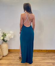 Load image into Gallery viewer, Full Length Backless Beaded Draping Wrap Over Dress
