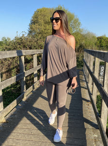 Off the Shoulder Luxury Legging Loungewear Set